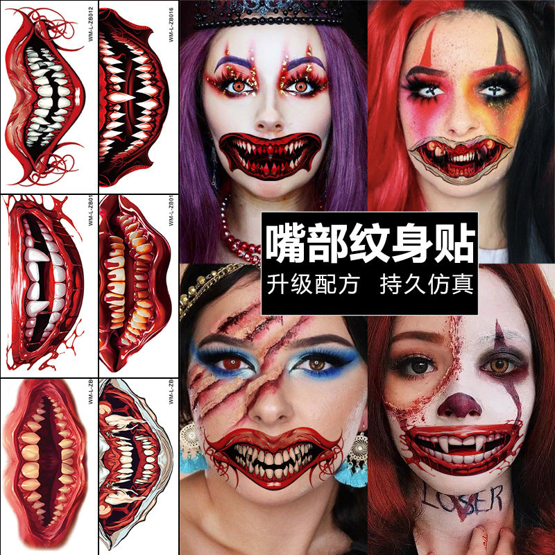 Wholesale Halloween tatoo sticker.big mouth body art 500pcs