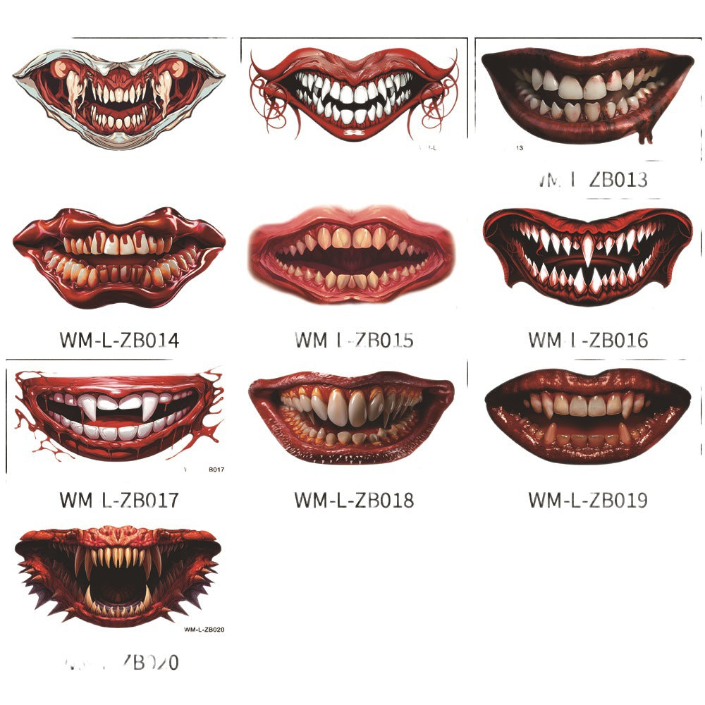 Wholesale Halloween tatoo sticker.big mouth body art 500pcs