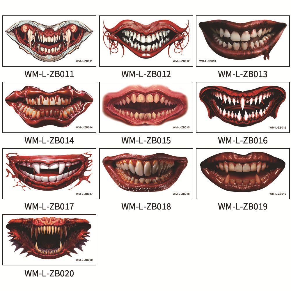 Wholesale Halloween tatoo sticker.big mouth body art 500pcs